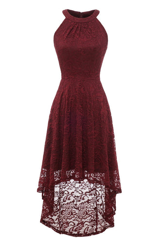 Burgundy High Low Lace Dress