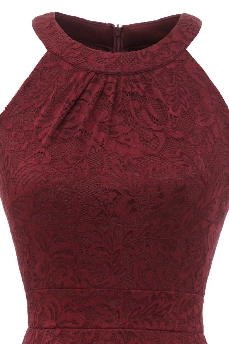 Load image into Gallery viewer, Burgundy High Low Lace Dress