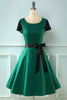 Load image into Gallery viewer, Green 1950s Swing Dress with Lace