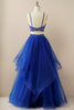 Load image into Gallery viewer, Two Pieces Halter Beaded Prom Dress