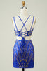 Load image into Gallery viewer, Royal Blue Two Piece Glitter Tight Homecoming Dress
