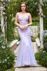 Load image into Gallery viewer, Spaghetti Straps Mermaid Long Purple Prom Dress With Appliques