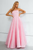 Load image into Gallery viewer, Pink Lace Up A-Line Strapless Prom Dress