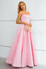 Load image into Gallery viewer, Pink Lace Up A-Line Strapless Prom Dress