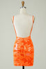 Load image into Gallery viewer, Orange Glitter Tight Homecoming Dress with Backless