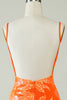 Load image into Gallery viewer, Orange Glitter Tight Homecoming Dress with Backless