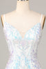 Load image into Gallery viewer, Exquisite Outlook Sheath Spaghetti Straps White Sequins Short Homecoming Dress