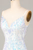 Load image into Gallery viewer, Exquisite Outlook Sheath Spaghetti Straps White Sequins Short Graduation Dress