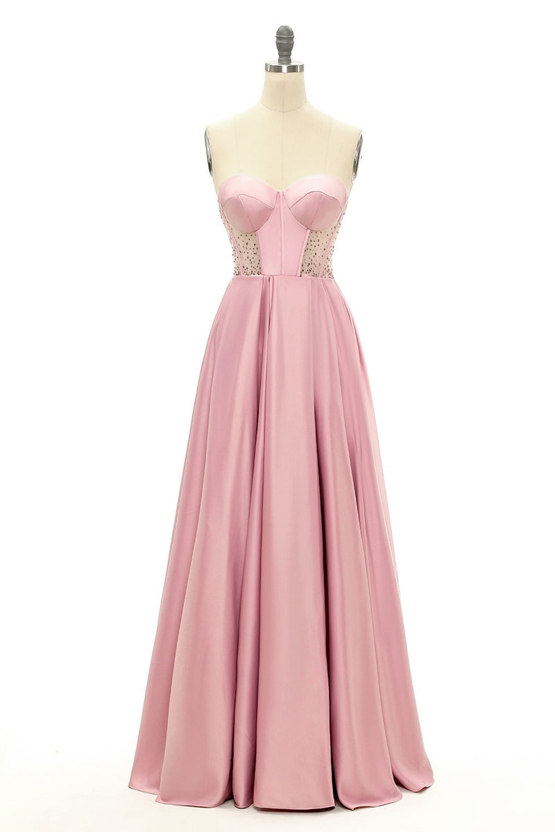 Load image into Gallery viewer, Blush Beaded Sweetheart Long Prom Dress