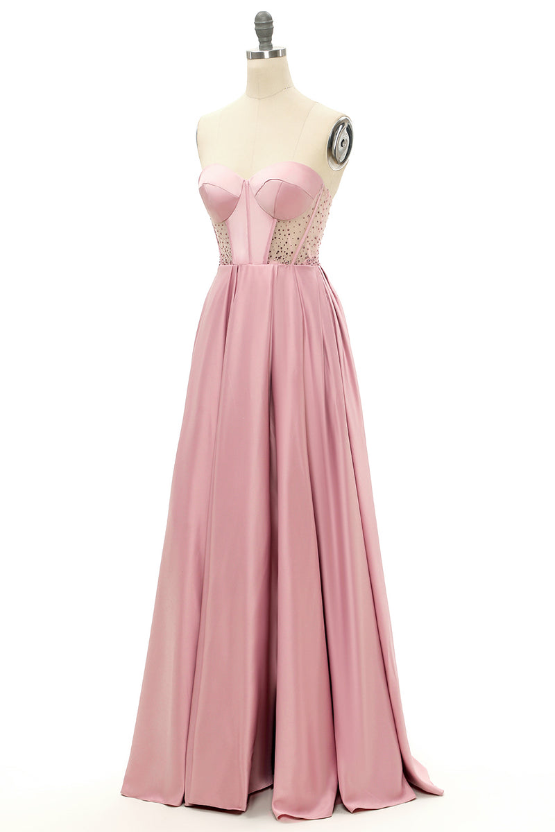 Load image into Gallery viewer, Blush Beaded Sweetheart Long Prom Dress