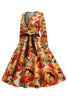 Load image into Gallery viewer, Orange Latern Printed Halloween Vintage 1950s Dress with Sleeves
