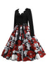 Load image into Gallery viewer, Red Halloween Skull Long Sleeves Vintage Dress