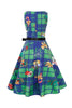 Load image into Gallery viewer, Green Vintage Plaid Print Christmas Dress