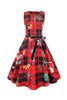 Load image into Gallery viewer, Green Vintage Plaid Print Christmas Dress