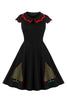 Load image into Gallery viewer, Black Xmas Dress with Christmas Tree Cap Sleeves