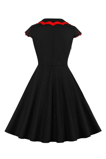 Black Xmas Dress with Christmas Tree Cap Sleeves