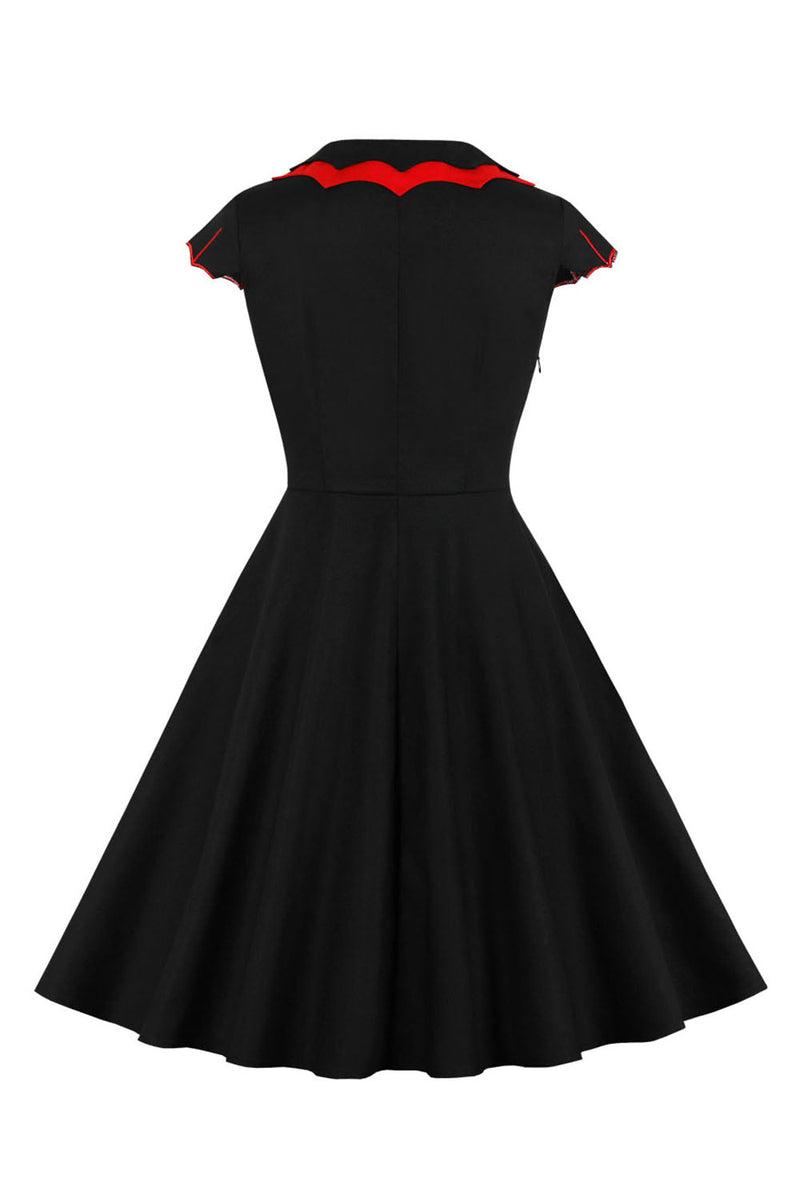 Load image into Gallery viewer, Black Xmas Dress with Christmas Tree Cap Sleeves