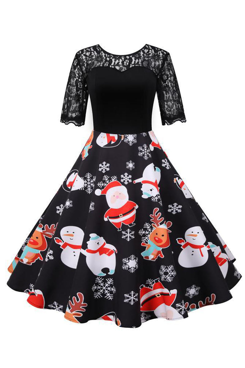 Load image into Gallery viewer, New Lace Print Dress for Christmas Party