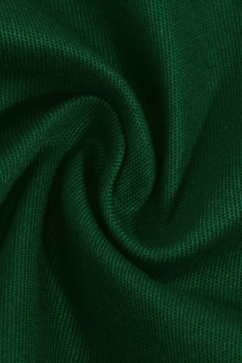 Green V-Neck Short Sleeves 1950s Swing Dress