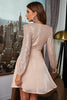 Load image into Gallery viewer, Champagne V-Neck Sequined Homecoming Dress