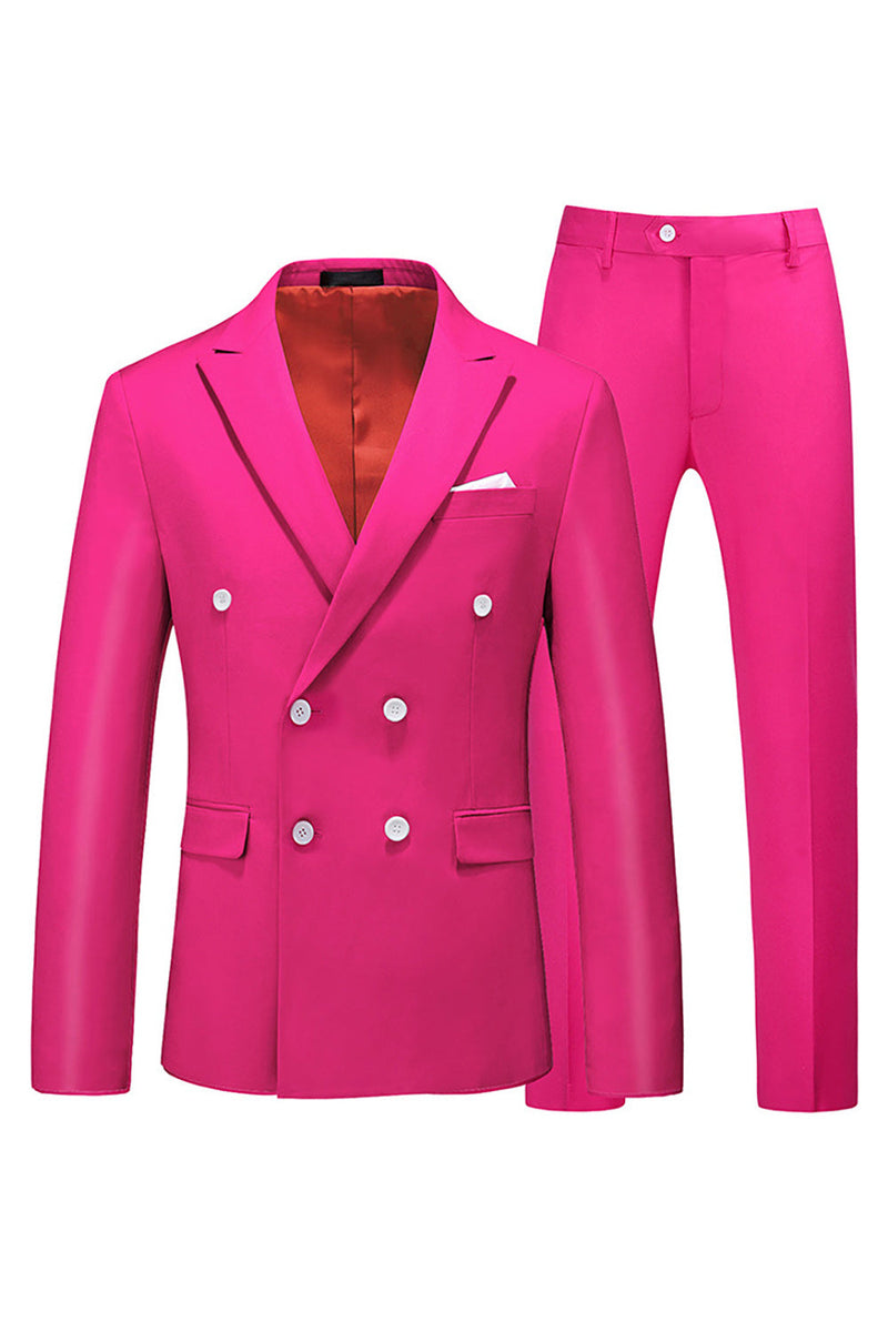 Load image into Gallery viewer, Hot Pink Double Breasted 2 Piece Prom Men Suits