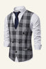 Load image into Gallery viewer, Lapel Brown Men&#39;s Check Vest
