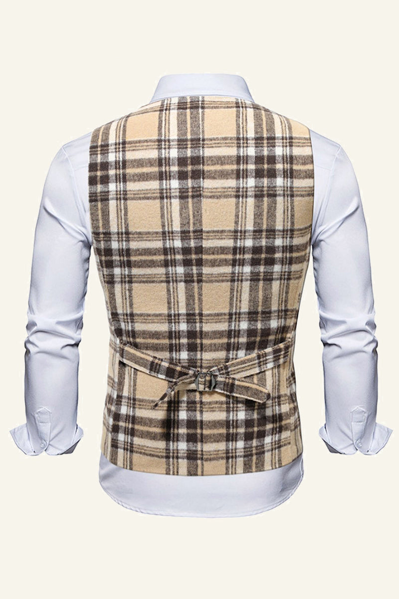 Load image into Gallery viewer, Lapel Brown Men&#39;s Suit Check Vest