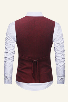 Burgundy Single Breasted Men's Casual Vest