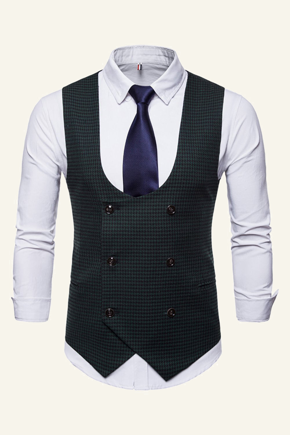 Black Lapel Double Breasted Men's Suit Vest