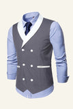 Black Shawl Lapel Double Breasted Men's Suit Vest