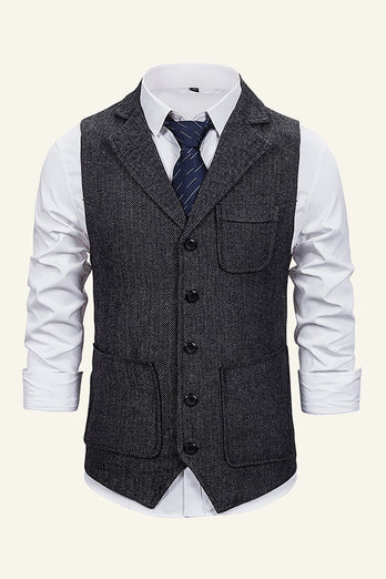 Peak Lapel Single Breasted Men's Suit Vest