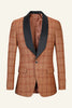 Load image into Gallery viewer, Brown Plaid Shawl Lapel Men Prom Blazer