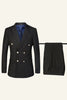 Load image into Gallery viewer, Black Peak Lapel Double Breasted 2 Piece Men&#39;s Wedding Suits