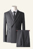 Load image into Gallery viewer, Dark Grey Tweed Pinstriped 2 Piece Men Wedding Suits