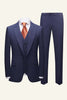 Load image into Gallery viewer, Dark Blue Pinstriped 3 Piece Men Wedding Suits