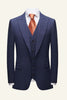 Load image into Gallery viewer, Dark Blue Pinstriped 3 Piece Men Wedding Suits
