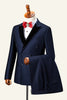 Load image into Gallery viewer, Dark Blue Peaked Lapel Double-Breasted Men&#39;s Suit Tuxedo