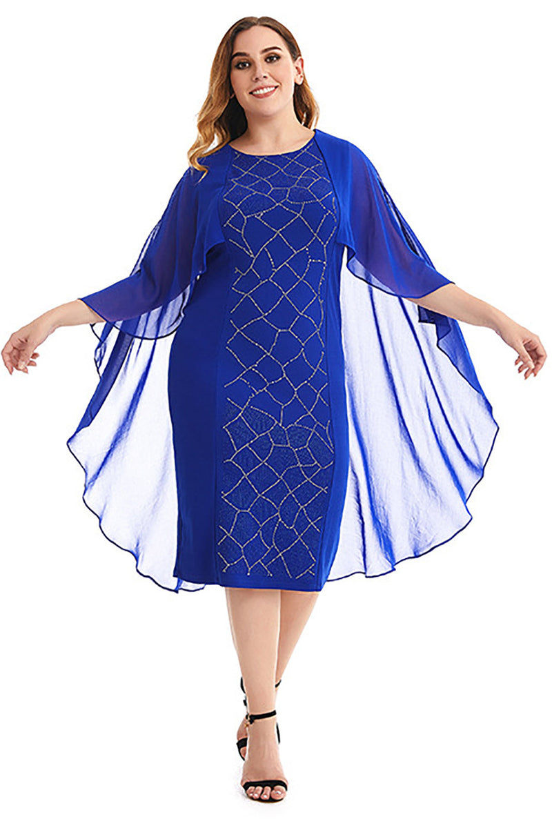 Load image into Gallery viewer, Plus Size Royal Blue Mother Of The Bride Dress With Cape