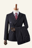 Load image into Gallery viewer, Black Striped Double-Breasted Peaked Lapel 3-Piece Men&#39;s Suit
