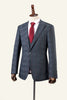 Load image into Gallery viewer, Grey Plaid 3-Piece Peaked Lapel Men&#39;s Suit
