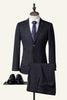 Load image into Gallery viewer, Black Striped Notched Lapel 3-Piece Men&#39;s Suit