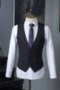 Load image into Gallery viewer, Black Striped Notched Lapel 3-Piece Men&#39;s Suit