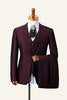 Load image into Gallery viewer, Burgundy Notch Lapel 3-Piece Men&#39;s Suit