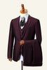 Load image into Gallery viewer, Burgundy Notch Lapel 3-Piece Men&#39;s Suit