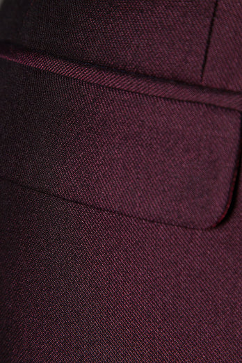 Burgundy Notch Lapel 3-Piece Men's Suit