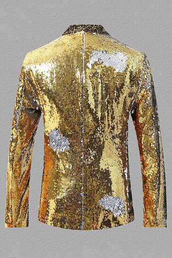 Sparkly Golden Sequins Shawl Lapel Men's Blazer