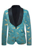 Load image into Gallery viewer, Turquoise Jacquard Shawl Lapel Men&#39;s Prom Blazer