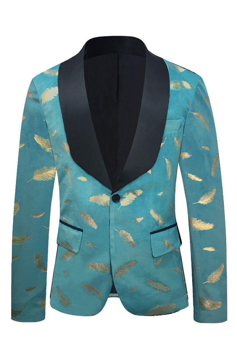 Load image into Gallery viewer, Turquoise Jacquard Shawl Lapel Men&#39;s Prom Blazer
