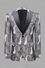 Load image into Gallery viewer, Grey Silver Jacquard Peak Lapel Men&#39;s Prom Blazer