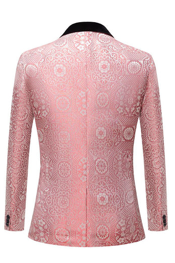 Light Pink Jacquard Shawl Lapel 2 Piece Men's Prom Suits